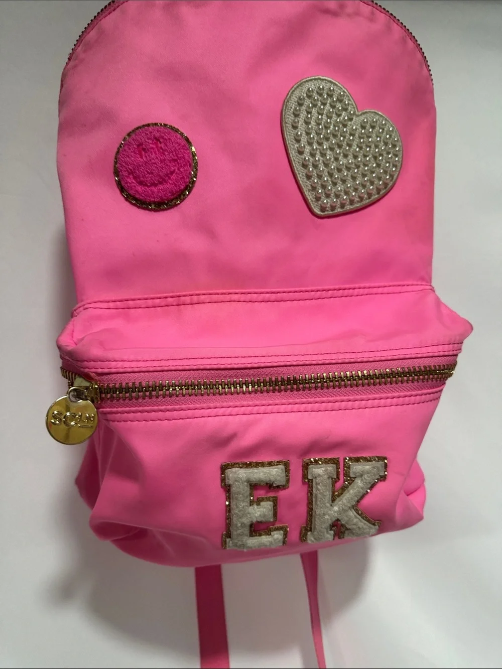 Stoney Clover Lane Hot Pink Patch Backpack with Gold Accents